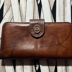 Vintage Baronet Elegant Brown Leather Clutch Wallet
